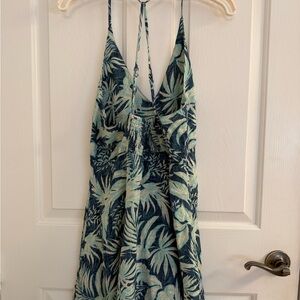 Rip Curl Green and Blue Leaf Print Swim Coverup